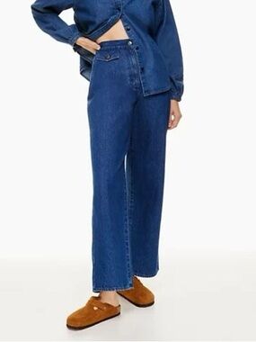 Aritzia Wilfred Free Range Jeans in Deep Dark Indigo -High-Rise Wide-Leg